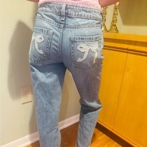 Hollister low rise loose jeans size 000 R Light Blue Jeans with Bow Pocket